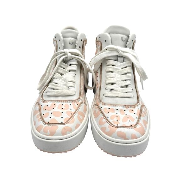 Stuart Weitzman Ryan Pink Rosewater Cheetah Leather High Top Fashion Sneakers - Picture 2 of 11